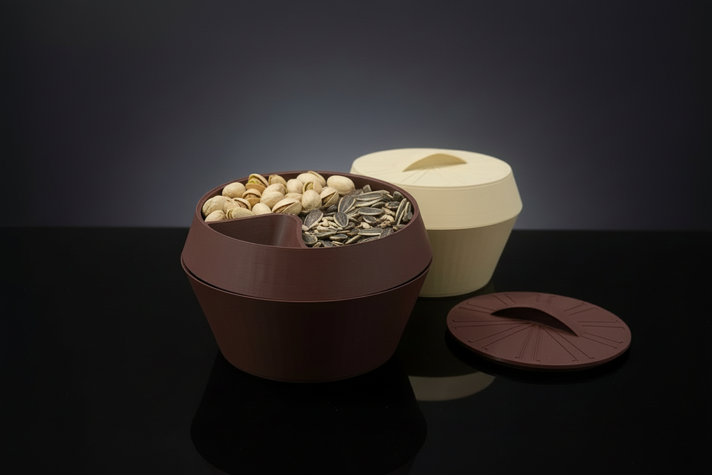 Brown Bowl Disassembled with Dark Background